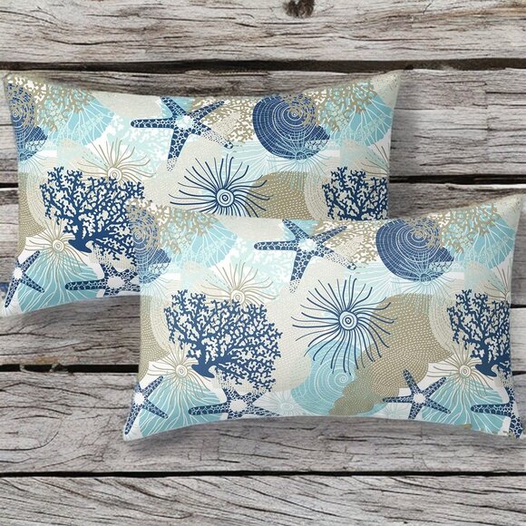 Lumbar Beach Pillow Covers Nautical Coastal Decor Decorative Soft Throw Cases - Picture 2 of 7